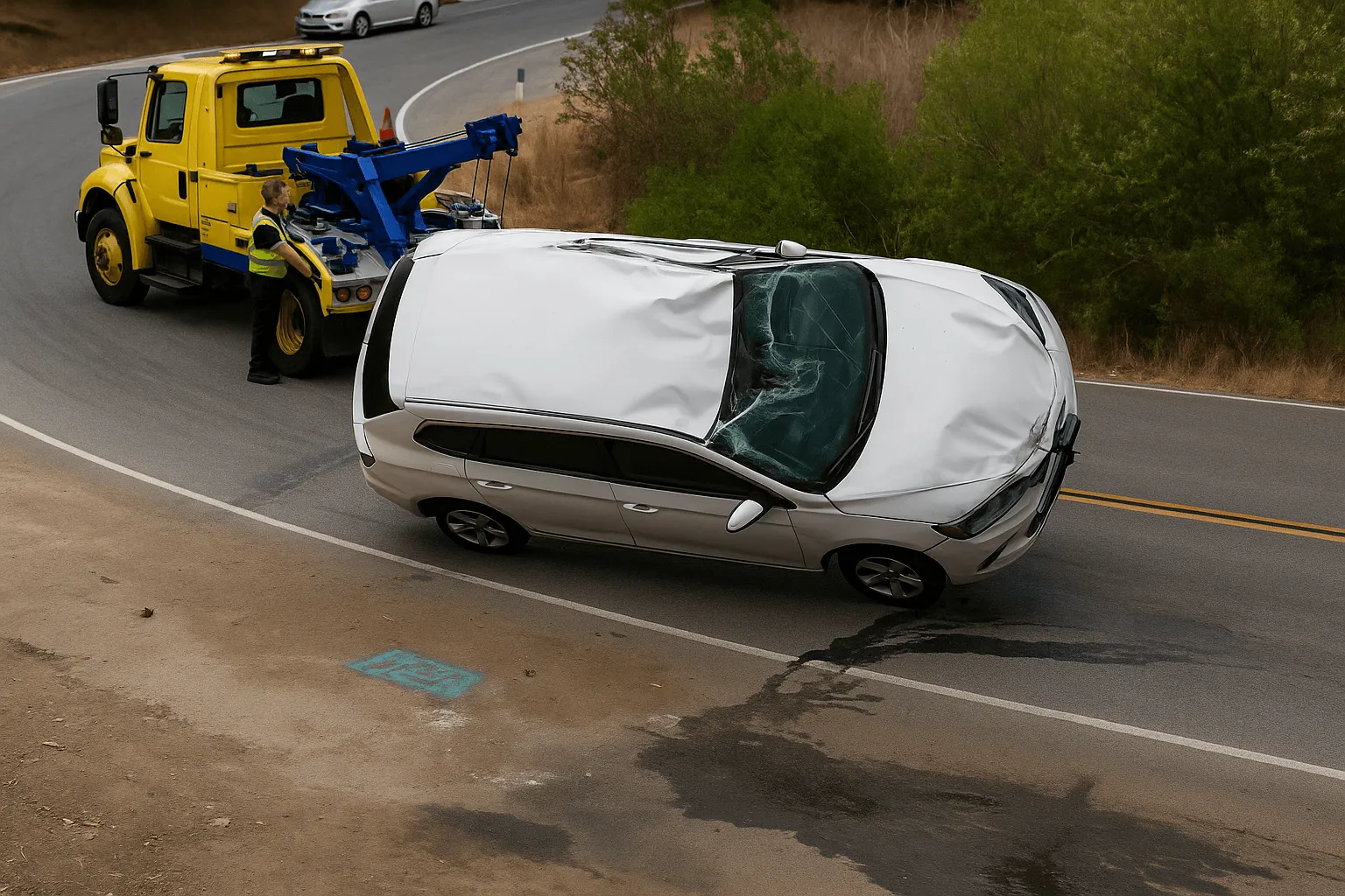 【Szokujące wideo ujawnione】Kierowca lawety "pominął tę czynność" i spowodował, że samochód zsunął się z klifu i rozbił inny samochód!